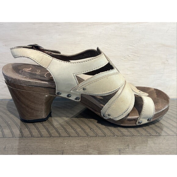 Dansko Sandals Leather Floral Strappy Wood Platform Size 41 US 10.5-11 buckle ni - Picture 6 of 9